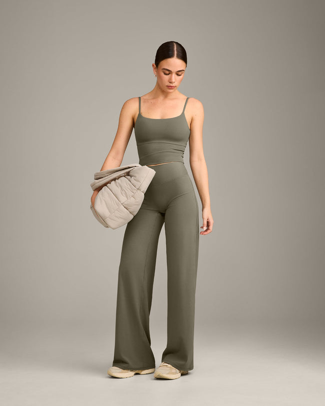 SoftMotion™ Straight Leg Bottoms with Grey Logo | Alpine Green