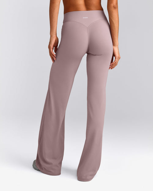 SoftMotion™ Straight Leg Trousers with White Logo | Dusty Purple