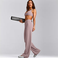 SoftMotion™ Straight Leg Pants with White Logo | Dusty Purple