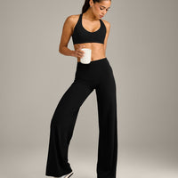 SoftMotion™ Straight Leg Bottoms with Grey Logo | Black