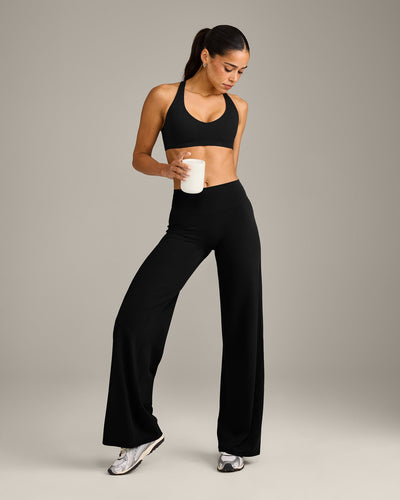 SoftMotion™ Straight Leg Bottoms with Grey Logo | Black