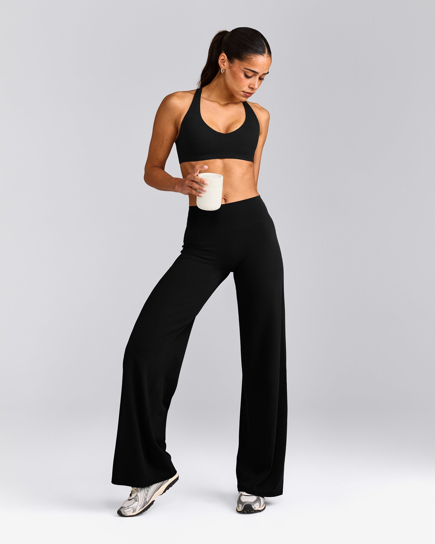 SoftMotion™ Straight Leg Pants with Gray Logo | Black
