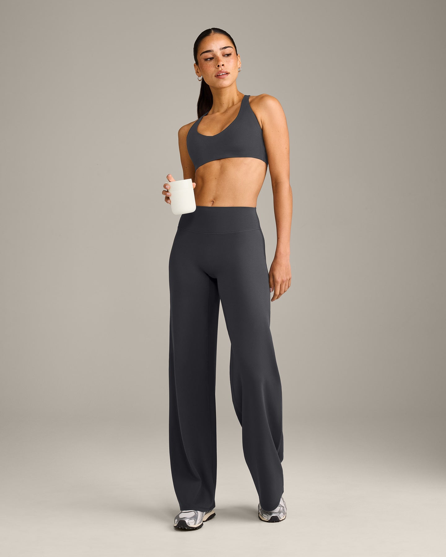 SoftMotion™ Straight Leg Bottoms with Grey Logo | Coal