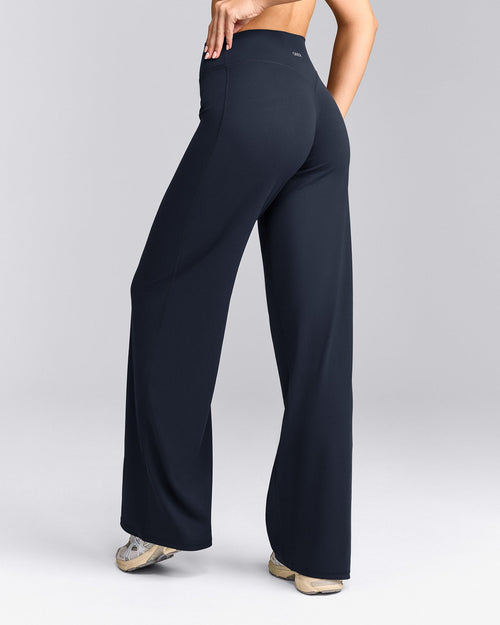 SoftMotion™ Straight Leg Trousers with Gray Logo | True Blue