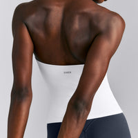 SoftMotion™ Strappy Halter Neck Tank Top with Built in Bra Shelf New Branding | White