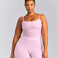 SoftMotion™ Strappy Mid Tank Top with Built in Bra Shelf | Chalk Pink