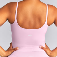 SoftMotion™ Strappy Mid Tank Top with Built in Bra Shelf | Chalk Pink