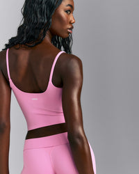 SoftMotion™ Strappy Mid Tank Top with Built in Bra Shelf | Rose Pink