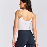 SoftMotion™ Strappy Mid Tank Top with Built in Bra Shelf | White