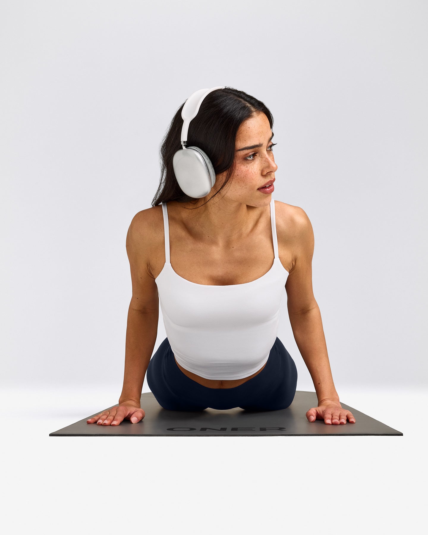 SoftMotion™ Strappy Mid Tank Top with Built in Bra Shelf | White