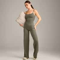 SoftMotion™ Strappy Mid Vest with Built in Bra Shelf with Grey Logo | Alpine Green