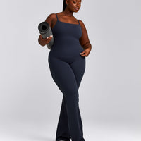 SoftMotion™ Strappy Vest with Built in Bra Shelf with Grey Logo | True Blue