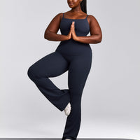 SoftMotion™ Strappy Vest with Built in Bra Shelf with Grey Logo | True Blue