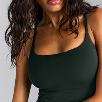 SoftMotion™ Strappy Tank Top with Built in Bra Shelf | Emerald Noir