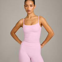 SoftMotion™ Strappy Vest with Built in Bra Shelf with Grey Logo | Chalk Pink