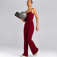 SoftMotion™ Strappy Tank Top with Built in Bra Shelf with Gray Logo | Ruby Red
