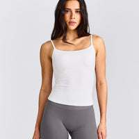 SoftMotion™ Strappy Tank Top with Built in Bra Shelf | White