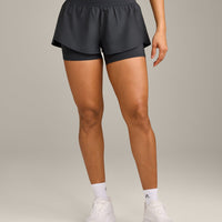 UnifiedMove Double Layer Shorts 5" with Reflective Logo | Coal