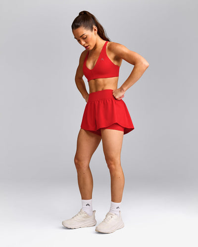 UnifiedMove™ Double Layer Shorts 5" with Reflective Logo | Muscle Mommy Red