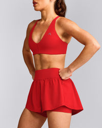 UnifiedMove™ Double Layer Shorts 5" with Reflective Logo | Muscle Mommy Red