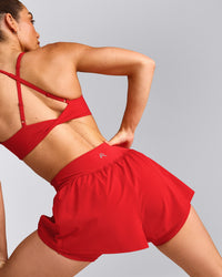 UnifiedMove™ Double Layer Shorts 5" with Reflective Logo | Muscle Mommy Red