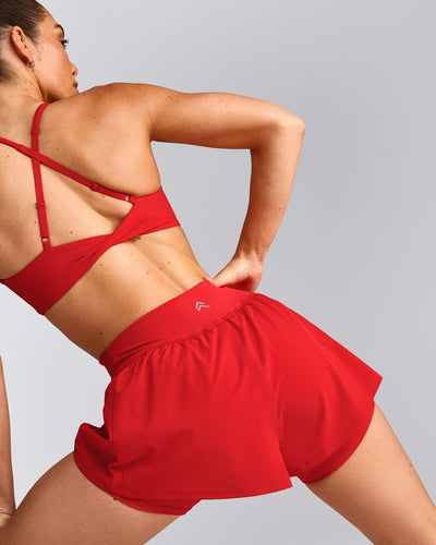 UnifiedMove™ Double Layer Shorts 5" with Reflective Logo | Muscle Mommy Red
