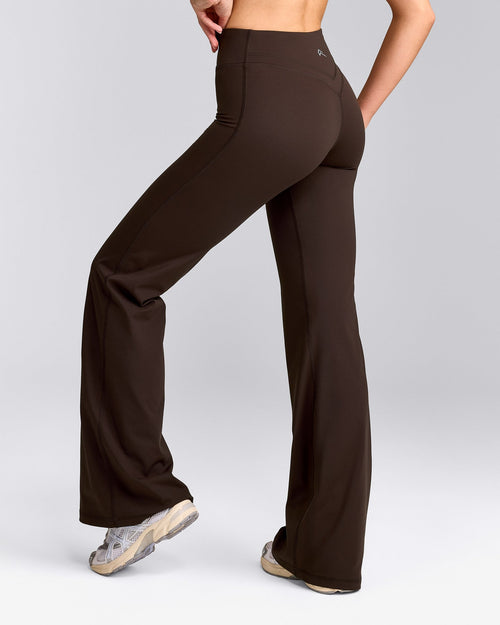 UnifiedMove™ Wrap Flared Trousers with Reflective Logo | 70% Cocoa