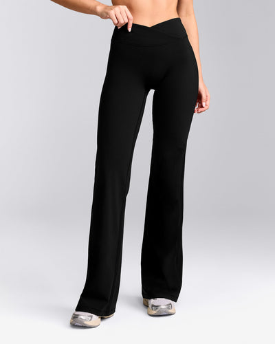 UnifiedMove™ Wrap Flared Pants with Reflective Logo | Black