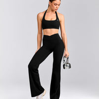 UnifiedMove™ Wrap Flared Pants with Reflective Logo | Black