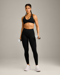UnifiedMove High Waisted Leggings with Reflective Logo | Black