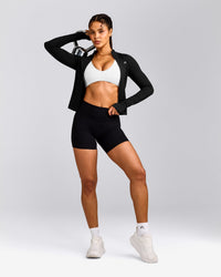 UnifiedMove™ High Waisted Shorts 6" with Reflective Logo | Black