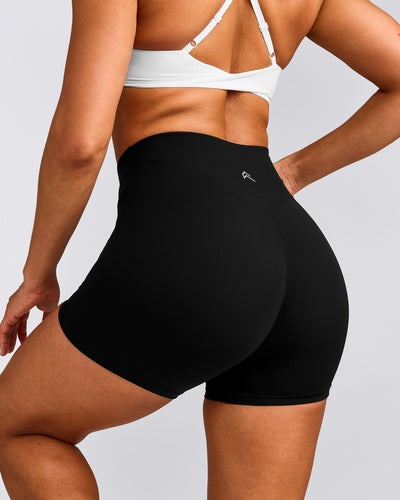 UnifiedMove™ High Waisted Shorts 6" with Reflective Logo | Black