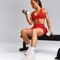UnifiedMove™ Micro Bralette with Reflective Logo | Muscle Mommy Red