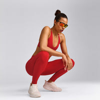 UnifiedMove™ Pocket Leggings with Bonding with Reflective Logo | Muscle Mommy Red