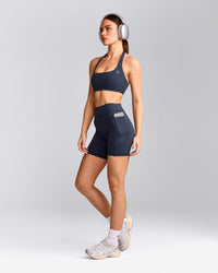 UnifiedMove™ High Waisted Pocket Shorts 6" with Reflective Logo | True Blue