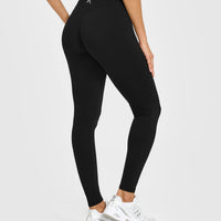 UnifiedMove™ High Waisted Leggings White Logo | Black