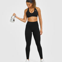 UnifiedMove™ High Waisted Leggings White Logo | Black