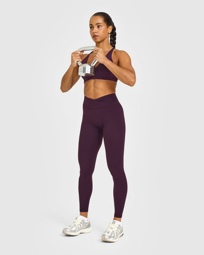 UnifiedMove™ Wrap Leggings White Logo | Blackberry Purple