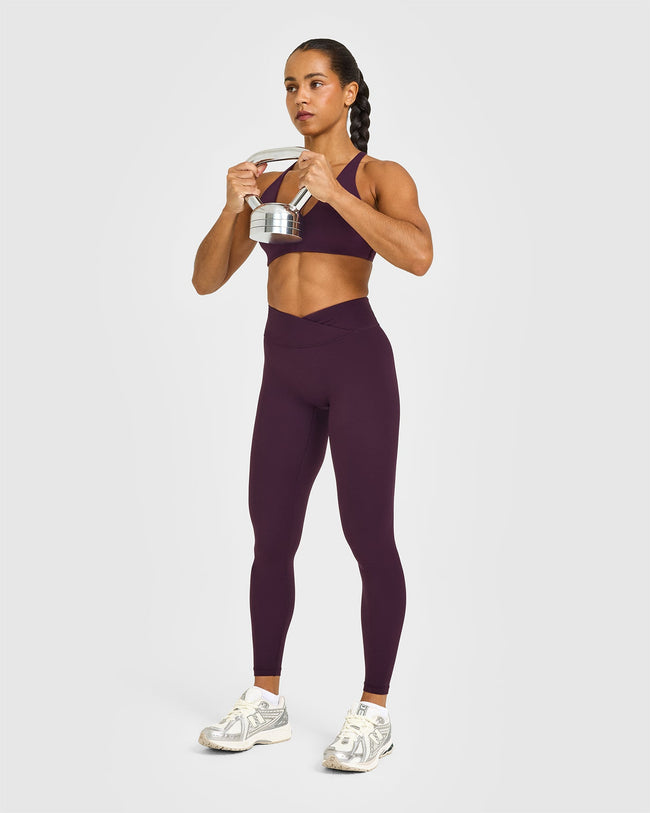 UnifiedMove™ Wrap Leggings White Logo | Blackberry Purple