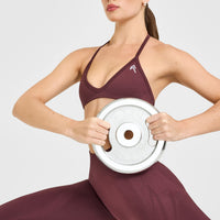 EnhanceLift™ Seamless Minimal Halter Neck Bralette with White Logo | Velvet Mocha