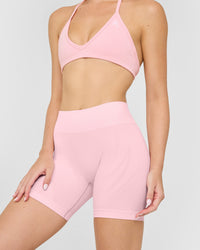 EnhanceLift™ Seamless Shorts with White Logo | Cherry Blossom Pink