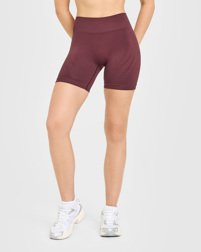 EnhanceLift™ Seamless Shorts with White Logo | Velvet Mocha