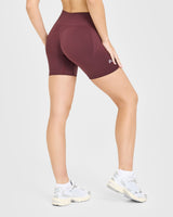 EnhanceLift™ Seamless Shorts with White Logo | Velvet Mocha