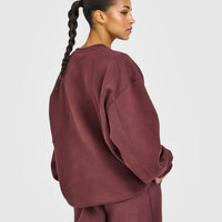 Foundations Oversized Crew Neck Sweatshirt with Oner Embroidery | Washed Velvet Mocha