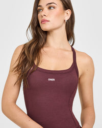 Mellow™ Rib Racer Back Mid Vest with Built in Bra Shelf | Velvet Mocha