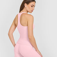 Mellow™ Rib Racer Back Vest with Built in Bra Shelf | Petal Pink