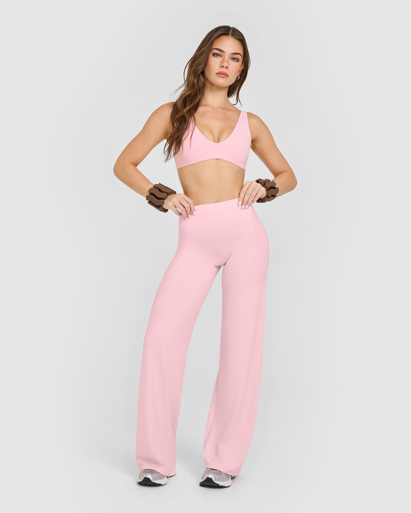 SoftMotion™ Straight Leg Bottoms with White Logo | Cherry Blossom Pink