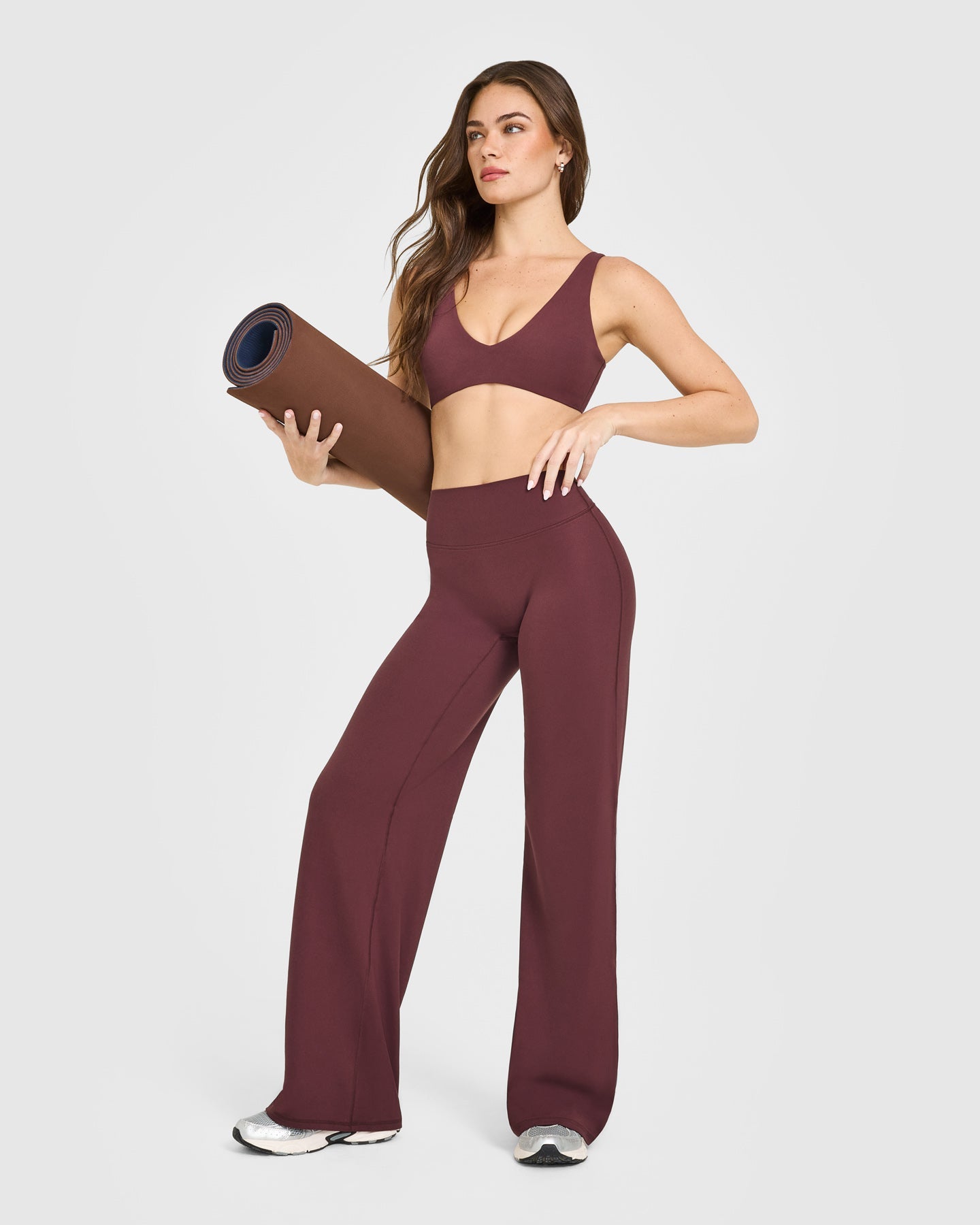 SoftMotion™ Straight Leg Bottoms with White Logo | Velvet Mocha