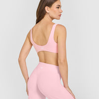 SoftMotion™ Scoop Back Bralette with White Logo | Cherry Blossom Pink