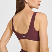 SoftMotion™ Scoop Back Bralette with White Logo | Velvet Mocha